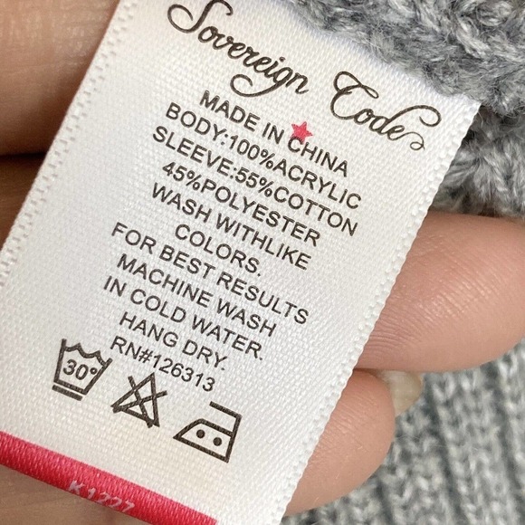 sovereign code crew‎ neck sweater gray mens size large Cotton Blend - Picture 10 of 12